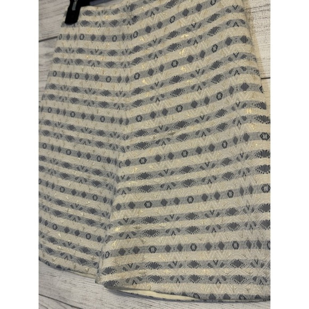 J.Crew Women's Winter‎ Skirt White Blue Snowflake Gold Shimmer Size 0 VGC - Picture 3 of 9